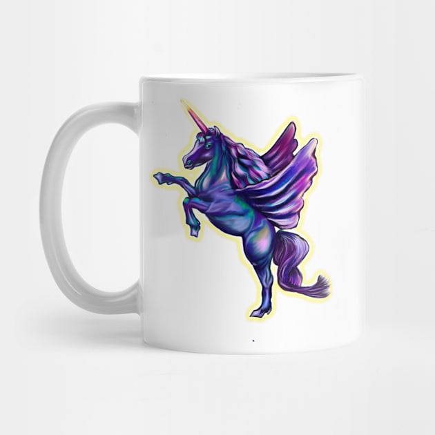 Unicorn  with light halo - sparkly, glittery, magical, winged unicorn by Artonmytee